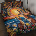 Australian Kangaroos Art Quilt Bed Set Aboriginal Dot Painting