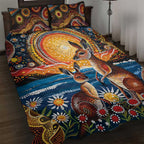 Australian Kangaroos Art Quilt Bed Set Aboriginal Dot Painting