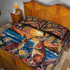 Australian Kangaroos Art Quilt Bed Set Aboriginal Dot Painting