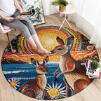 Australian Kangaroos Art Round Carpet Aboriginal Dot Painting