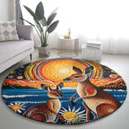Australian Kangaroos Art Round Carpet Aboriginal Dot Painting