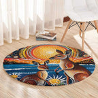 Australian Kangaroos Art Round Carpet Aboriginal Dot Painting