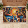 Australian Kangaroos Art Rubber Doormat Aboriginal Dot Painting
