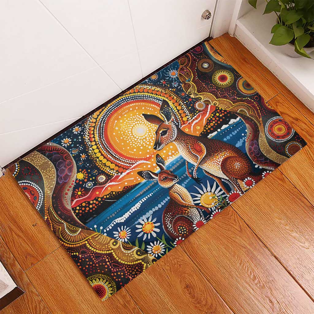 Australian Kangaroos Art Rubber Doormat Aboriginal Dot Painting