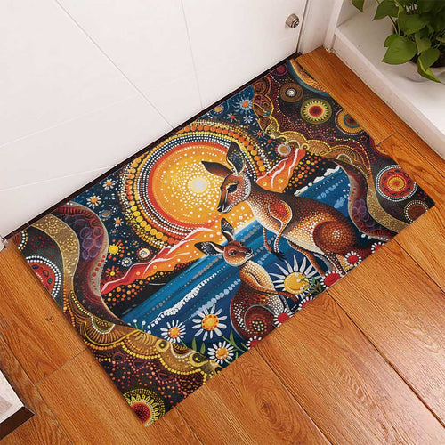 Australian Kangaroos Art Rubber Doormat Aboriginal Dot Painting