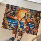 Australian Kangaroos Art Rubber Doormat Aboriginal Dot Painting