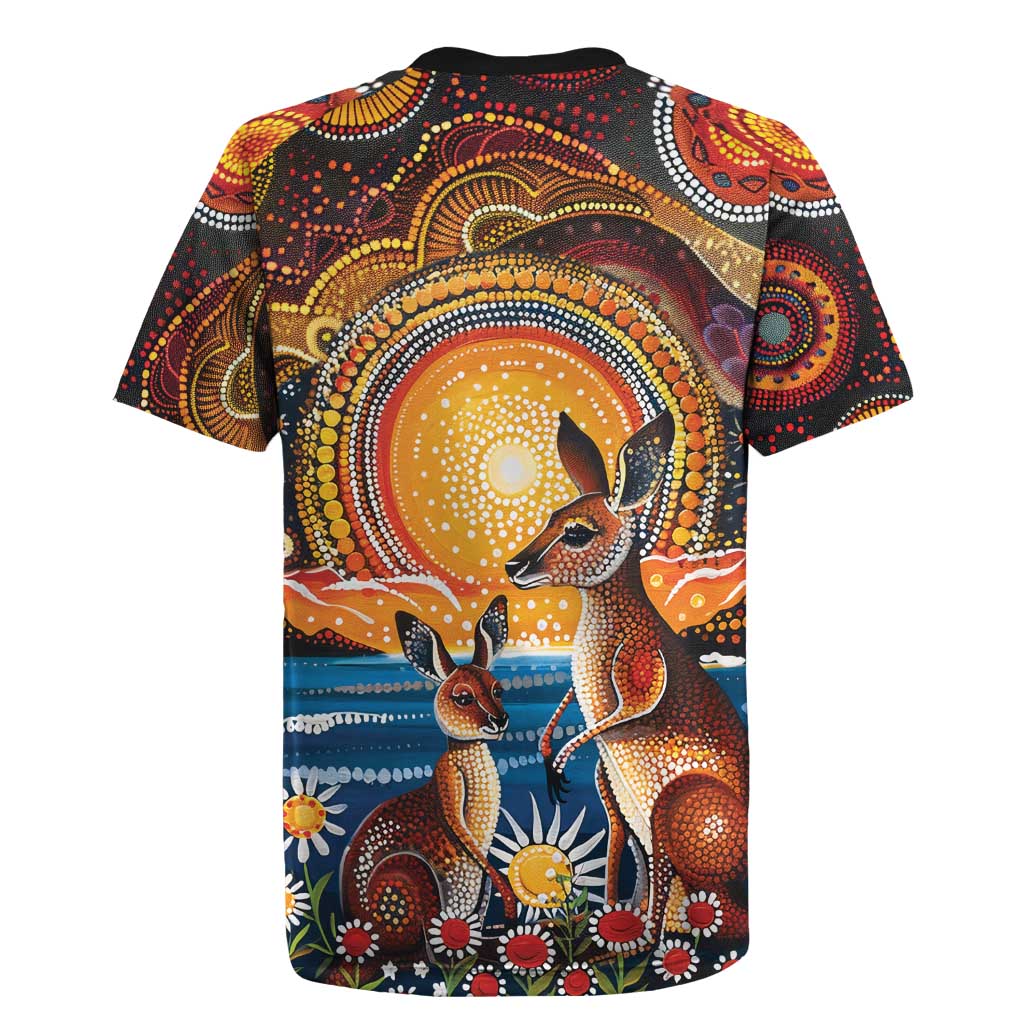 Australian Kangaroos Art Rugby Jersey Aboriginal Dot Painting