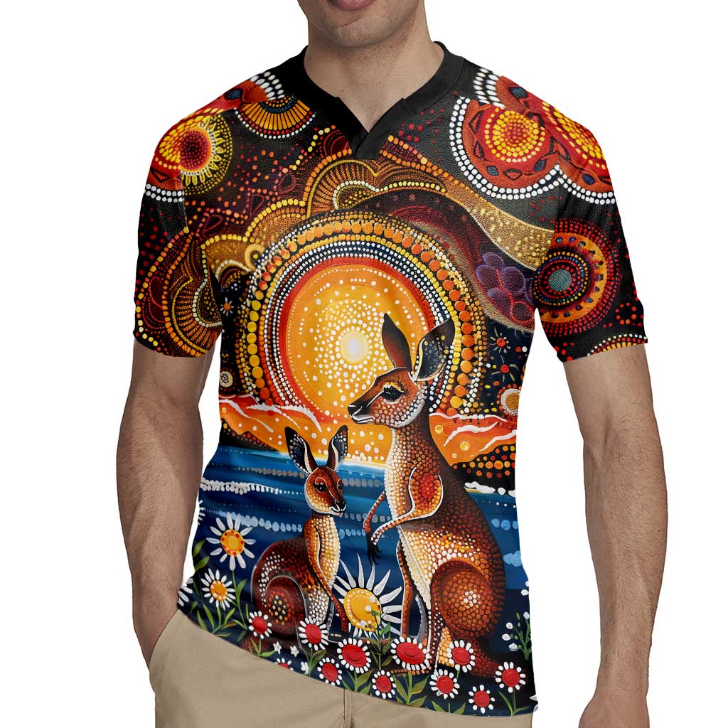 Australian Kangaroos Art Rugby Jersey Aboriginal Dot Painting