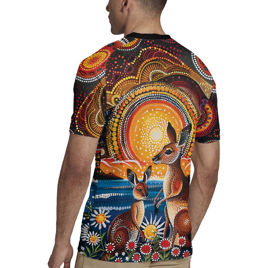 Australian Kangaroos Art Rugby Jersey Aboriginal Dot Painting