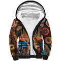 Australian Kangaroos Art Sherpa Hoodie Aboriginal Dot Painting