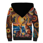 Australian Kangaroos Art Sherpa Hoodie Aboriginal Dot Painting