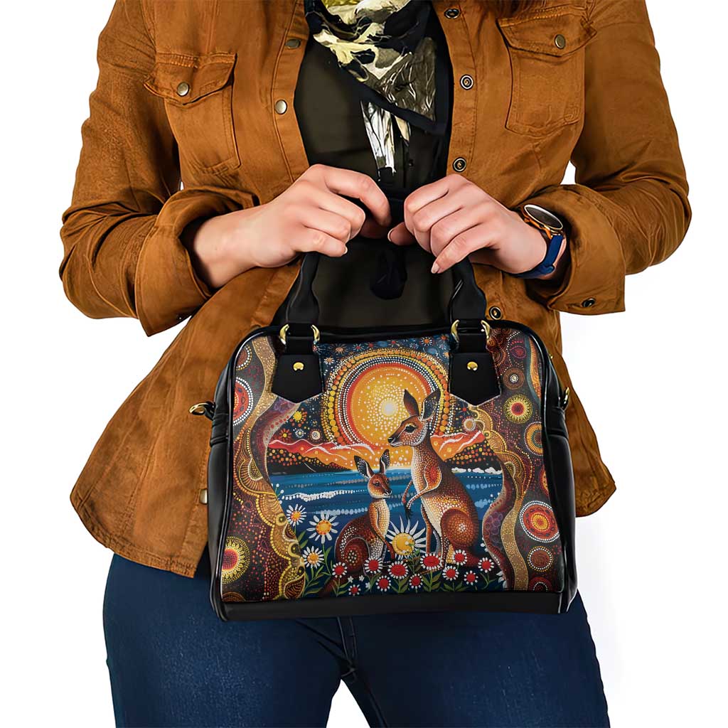 Australian Kangaroos Art Shoulder Handbag Aboriginal Dot Painting