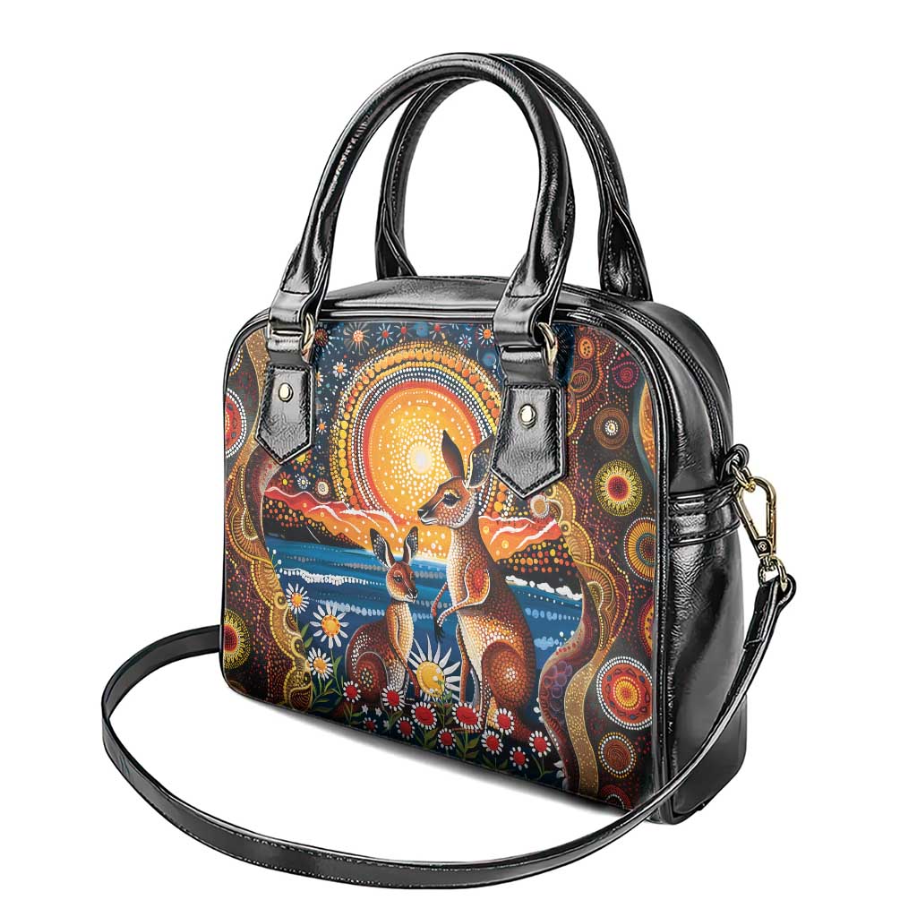 Australian Kangaroos Art Shoulder Handbag Aboriginal Dot Painting