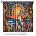 Australian Kangaroos Art Shower Curtain Aboriginal Dot Painting