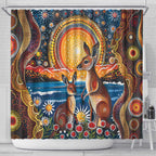 Australian Kangaroos Art Shower Curtain Aboriginal Dot Painting
