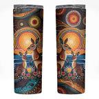 Australian Kangaroos Art Skinny Tumbler Aboriginal Dot Painting