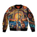 Australian Kangaroos Art Sleeve Zip Bomber Jacket Aboriginal Dot Painting