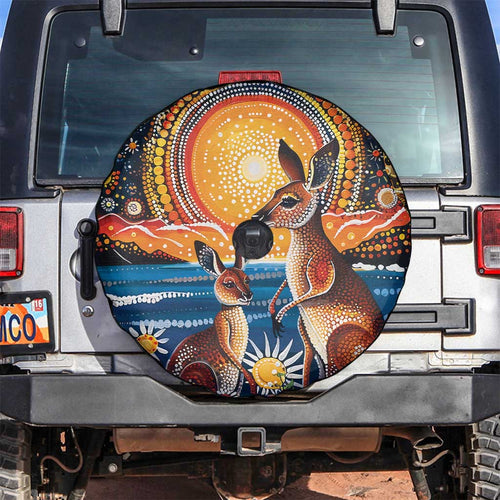 Australian Kangaroos Art Spare Tire Cover Aboriginal Dot Painting