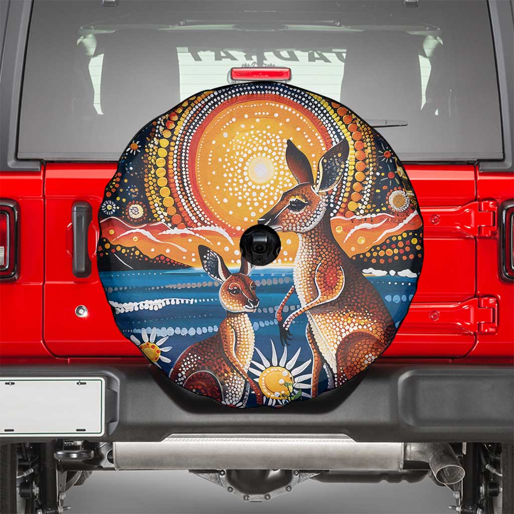 Australian Kangaroos Art Spare Tire Cover Aboriginal Dot Painting