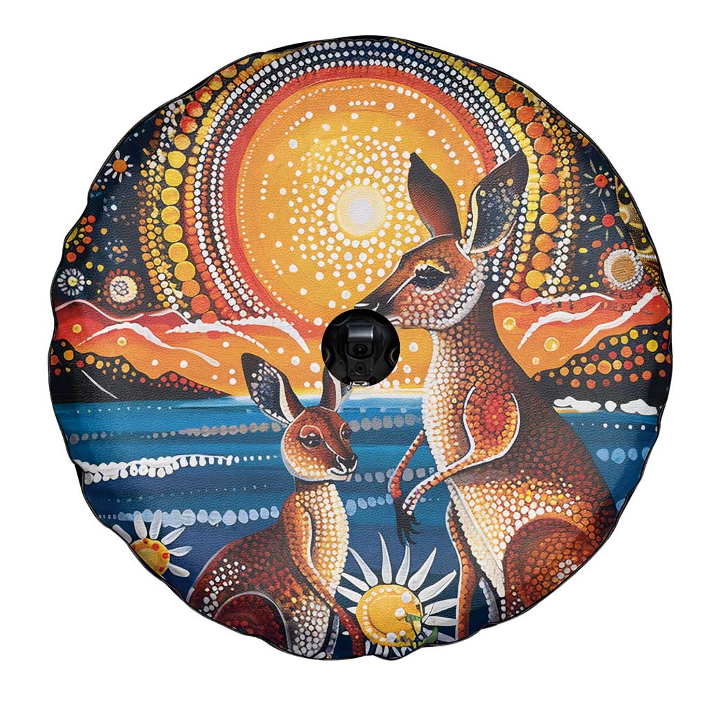 Australian Kangaroos Art Spare Tire Cover Aboriginal Dot Painting