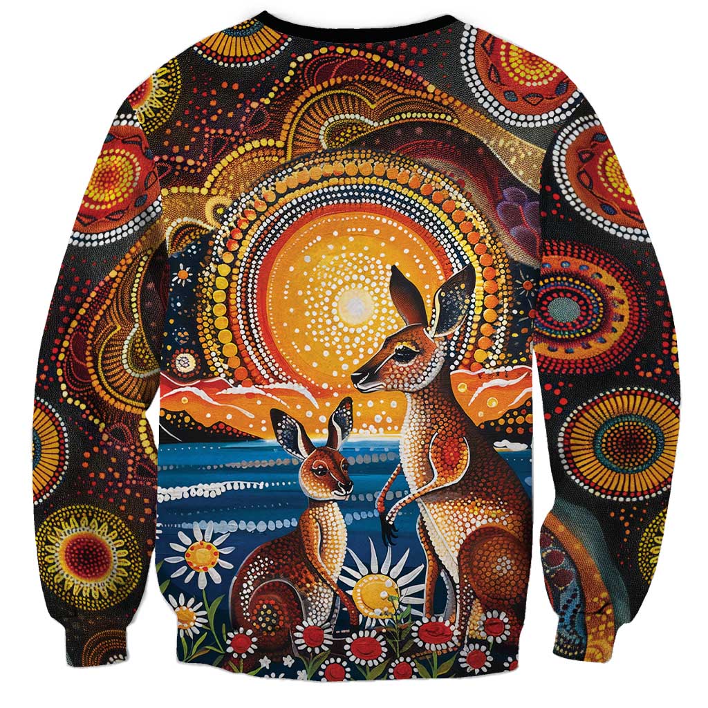 Australian Kangaroos Art Sweatshirt Aboriginal Dot Painting