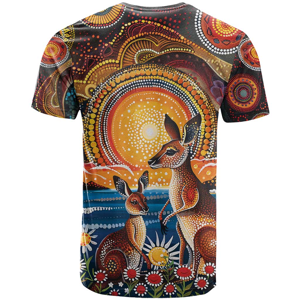 Australian Kangaroos Art T Shirt Aboriginal Dot Painting