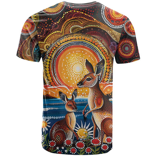 Australian Kangaroos Art T Shirt Aboriginal Dot Painting