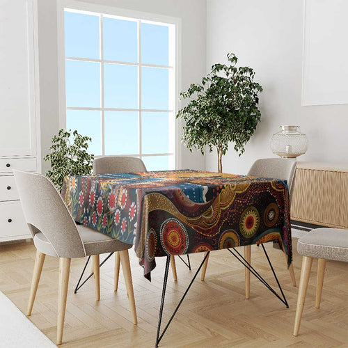 Australian Kangaroos Art Tablecloth Aboriginal Dot Painting