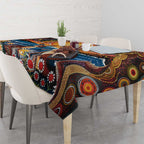 Australian Kangaroos Art Tablecloth Aboriginal Dot Painting