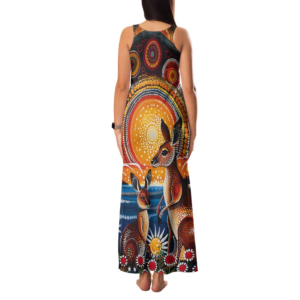 Australian Kangaroos Art Tank Maxi Dress Aboriginal Dot Painting