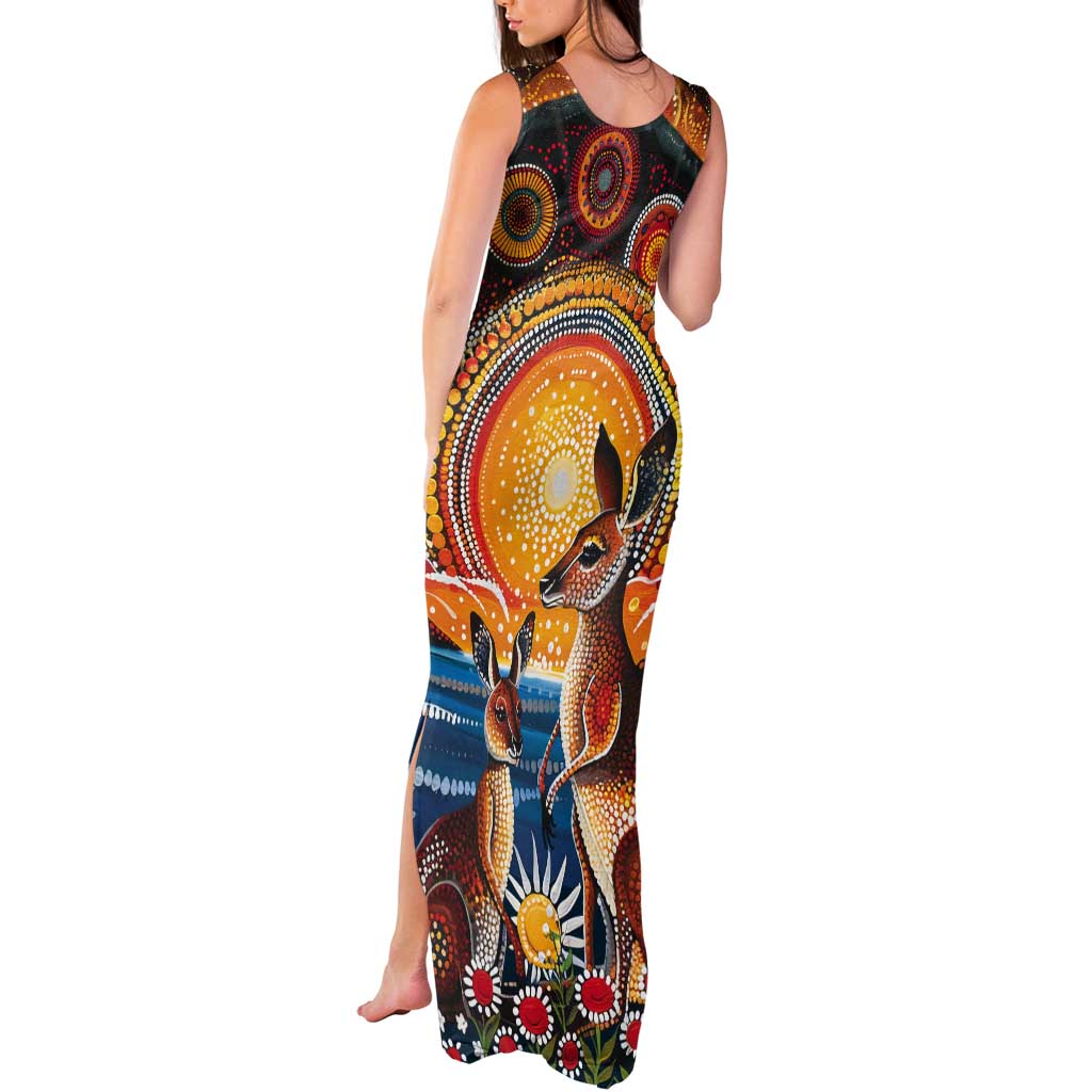 Australian Kangaroos Art Tank Maxi Dress Aboriginal Dot Painting