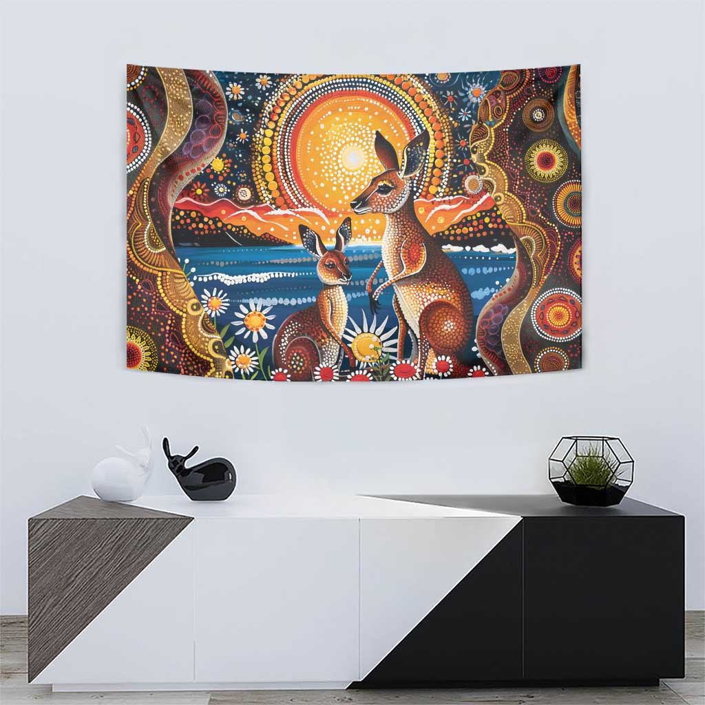 Australian Kangaroos Art Tapestry Aboriginal Dot Painting