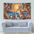 Australian Kangaroos Art Tapestry Aboriginal Dot Painting