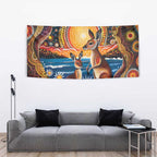 Australian Kangaroos Art Tapestry Aboriginal Dot Painting