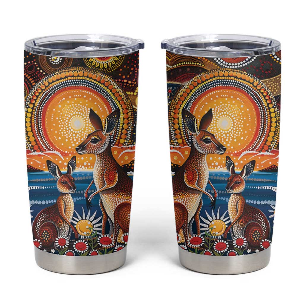 Australian Kangaroos Art Tumbler Cup Aboriginal Dot Painting