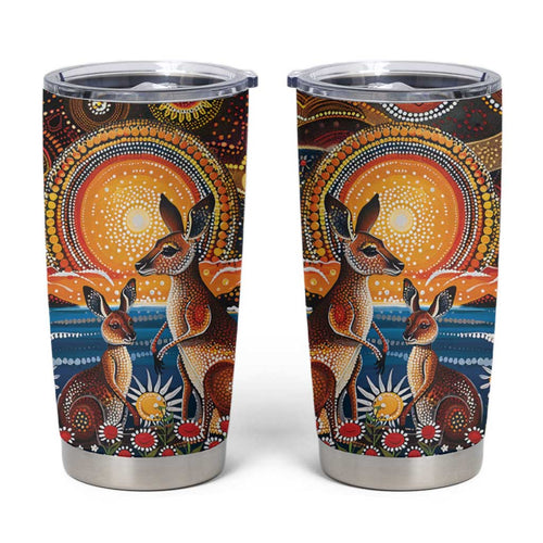 Australian Kangaroos Art Tumbler Cup Aboriginal Dot Painting