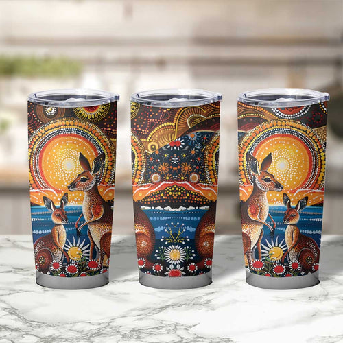 Australian Kangaroos Art Tumbler Cup Aboriginal Dot Painting