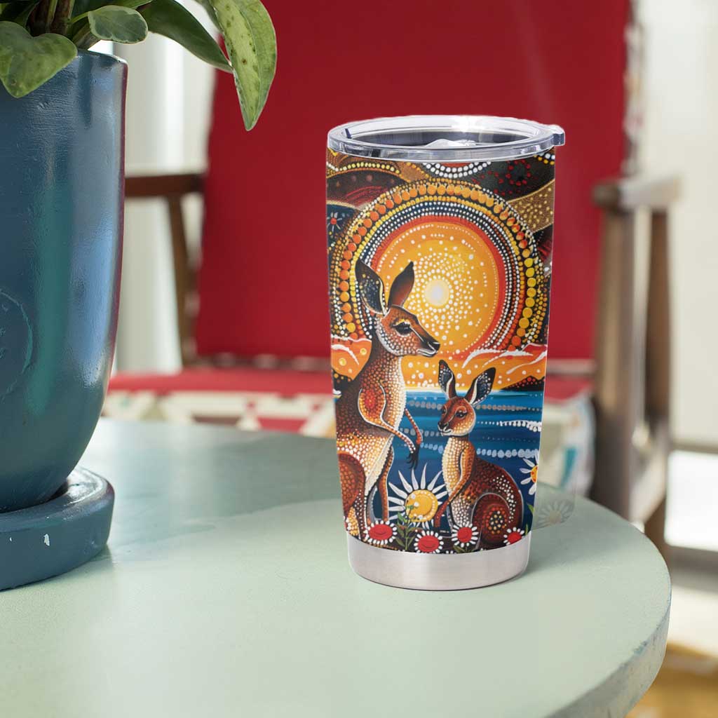 Australian Kangaroos Art Tumbler Cup Aboriginal Dot Painting