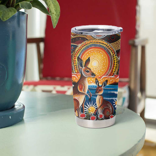 Australian Kangaroos Art Tumbler Cup Aboriginal Dot Painting