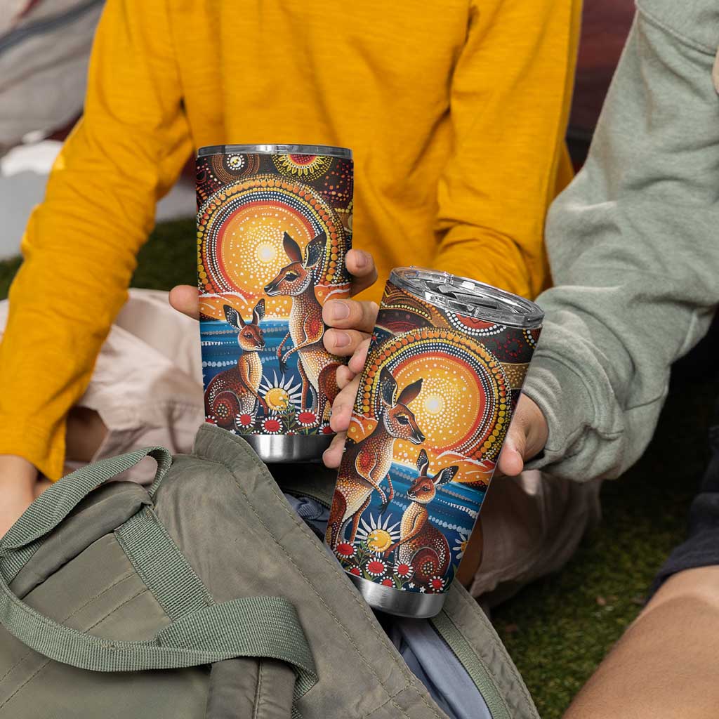 Australian Kangaroos Art Tumbler Cup Aboriginal Dot Painting