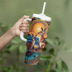 Australian Kangaroos Art Tumbler With Handle Aboriginal Dot Painting