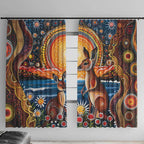 Australian Kangaroos Art Window Curtain Aboriginal Dot Painting