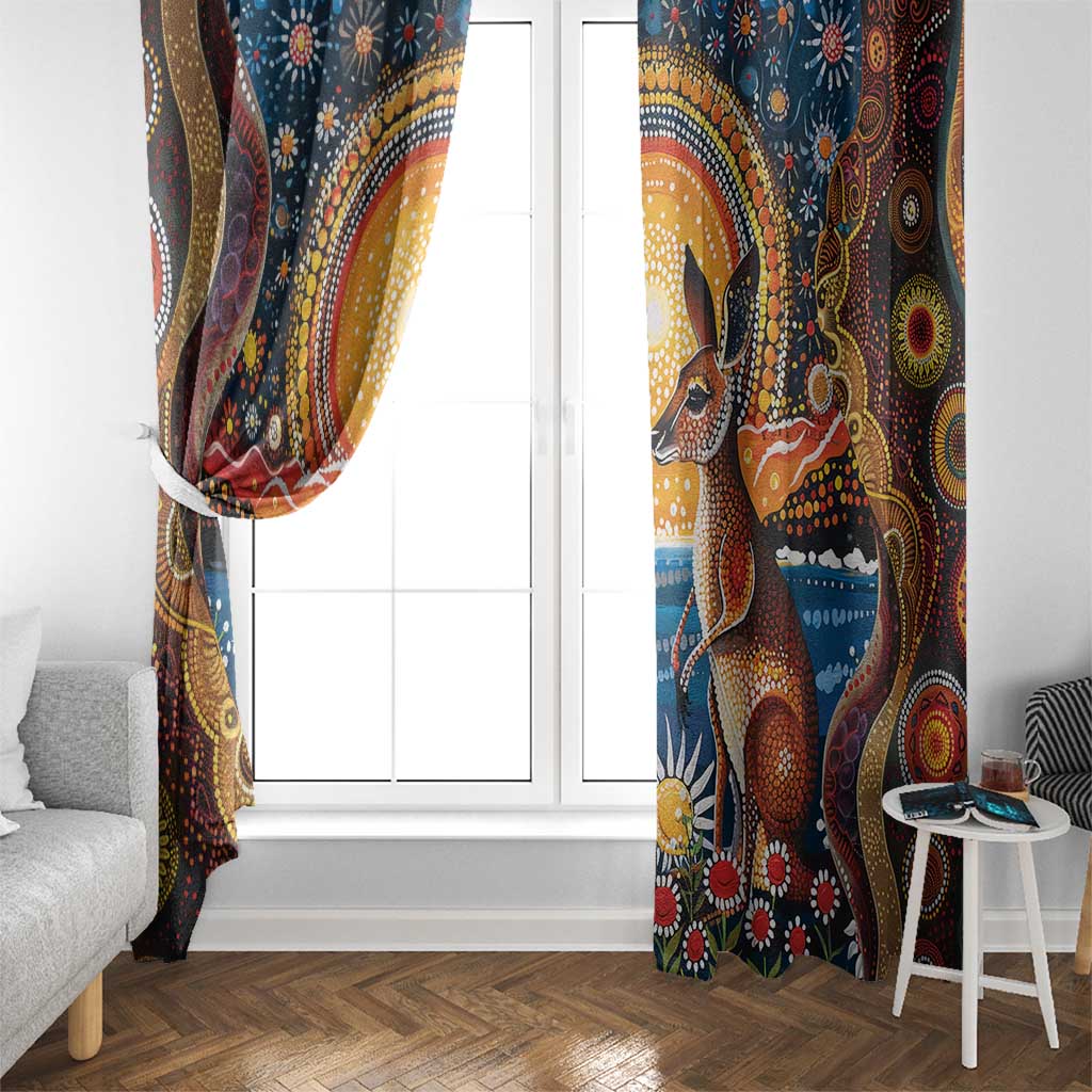 Australian Kangaroos Art Window Curtain Aboriginal Dot Painting