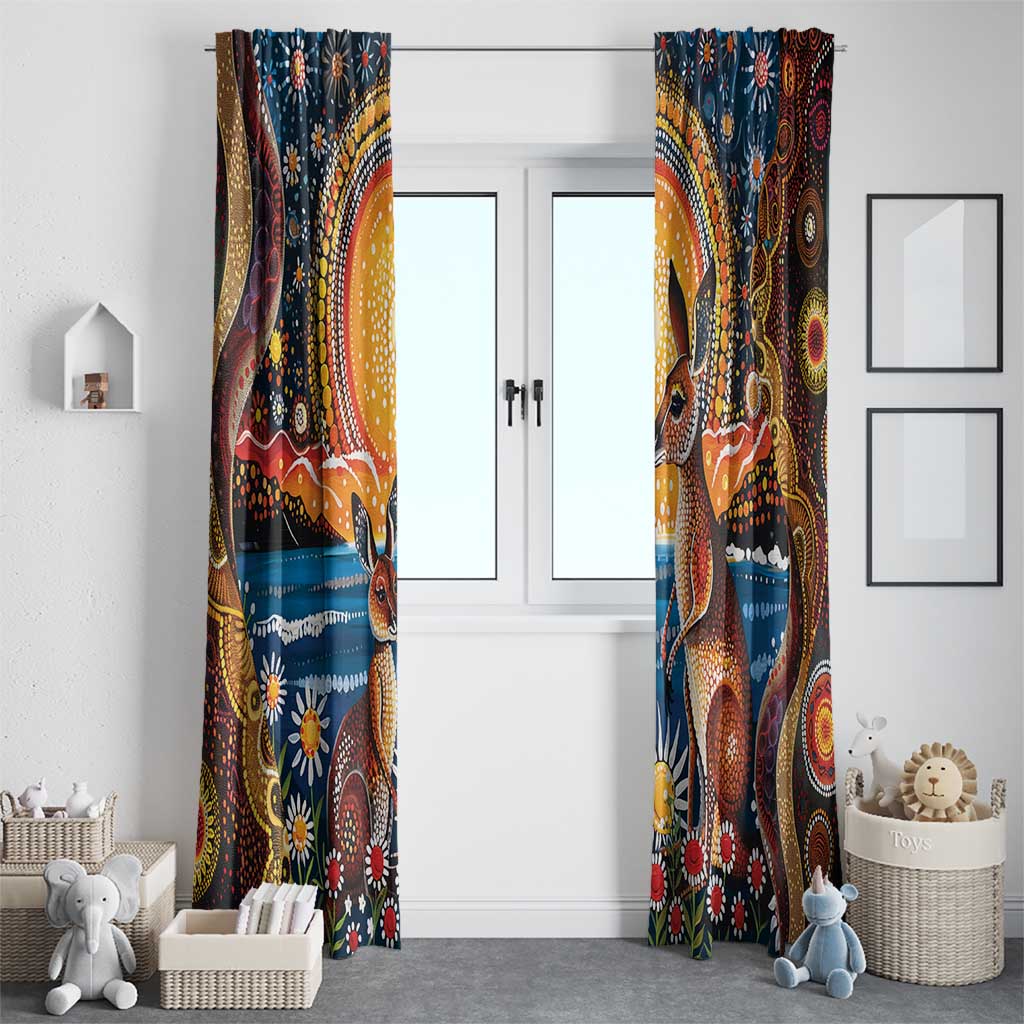 Australian Kangaroos Art Window Curtain Aboriginal Dot Painting