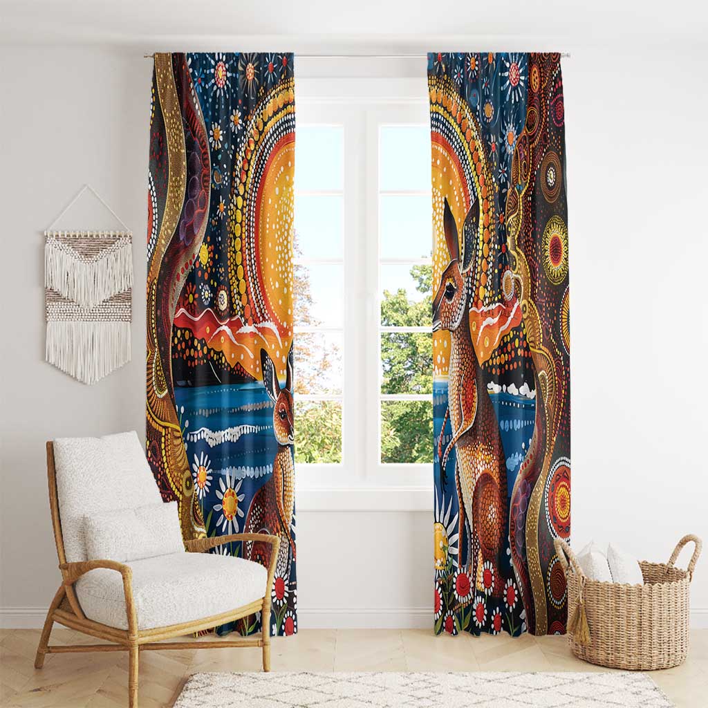 Australian Kangaroos Art Window Curtain Aboriginal Dot Painting