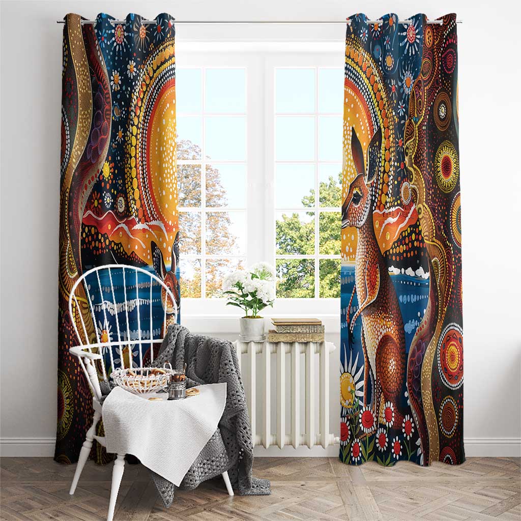 Australian Kangaroos Art Window Curtain Aboriginal Dot Painting