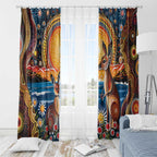 Australian Kangaroos Art Window Curtain Aboriginal Dot Painting