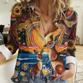 Australian Kangaroos Art Women Casual Shirt Aboriginal Dot Painting
