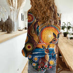 Australian Kangaroos Art Women Casual Shirt Aboriginal Dot Painting