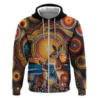 Australian Kangaroos Art Zip Hoodie Aboriginal Dot Painting
